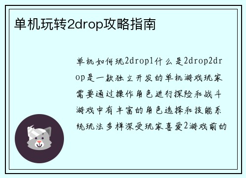 单机玩转2drop攻略指南